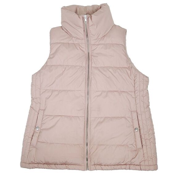Old Navy Puffer Vest M Dusty Pink Full-Zip Fleece Lined Sleeveless Jacket - Picture 1 of 11
